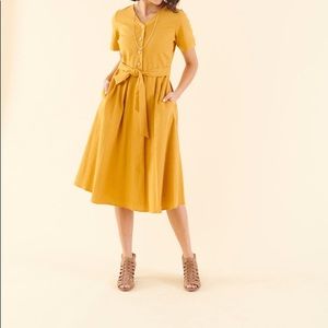 Box Pleated Midi Dress